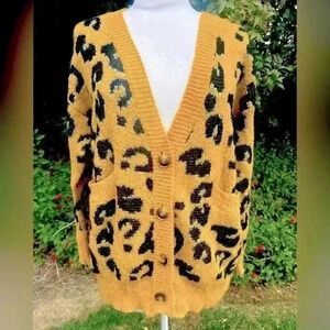 J.O.A Just One Answer leopard cardigan sweater
